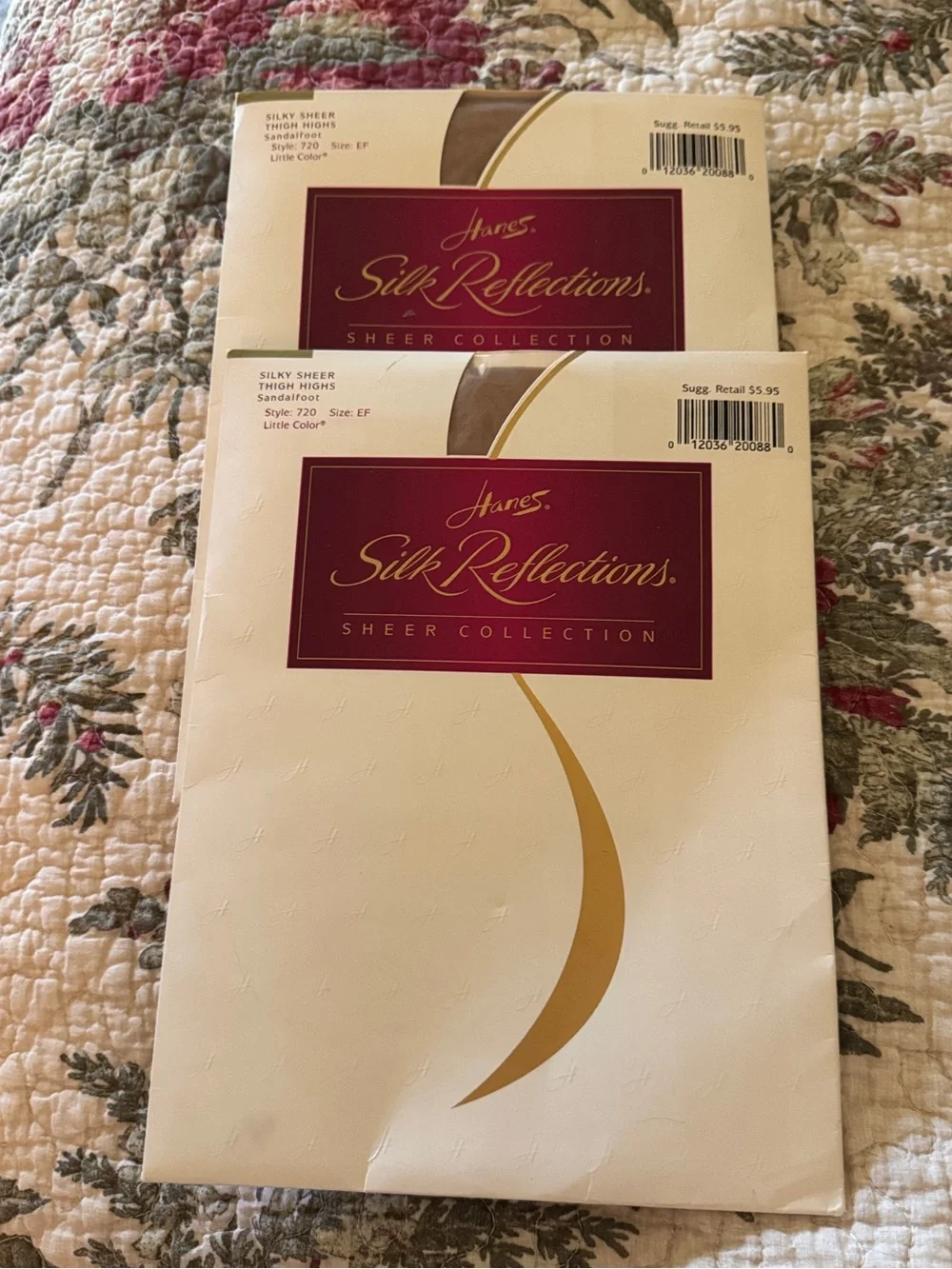 Vintage Hanes Silk Reflections Two Bundle Silky Sheer Thigh Highs Sandalfoot NEW